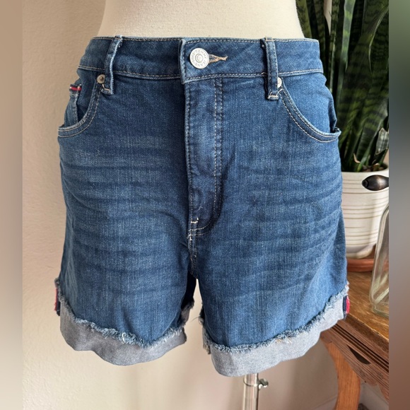 Tommy Jeans High Rise Denim Shorts‎ W30 Raw Hem Upcycled Cutoffs - Picture 1 of 9